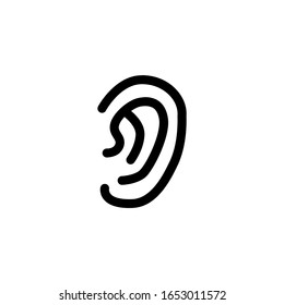 Icon Vector Illustration. Deaf Ear Hearing Treatment Clinic Hospital. Outline Style.
