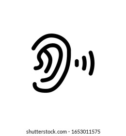 Icon Vector Illustration. Deaf Ear Hearing Treatment Clinic Hospital. Outline Style.
