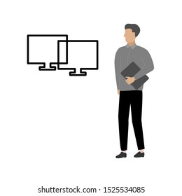 Сomputers icon. Vector illustration icon. Flat cartoon character isolated on white background