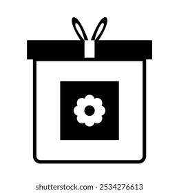 Symbol Vektorgrafik Geschenkbox mit Blumenbild