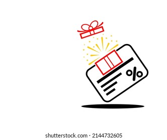 icon vector illustration of gift card, redeem present box, loyalty program or earn points on white background.