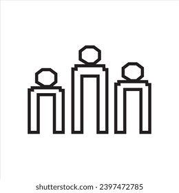 An icon or vector or illustration of a group or team can be a work team, a business team that communicates with each other and one of them becomes a leader