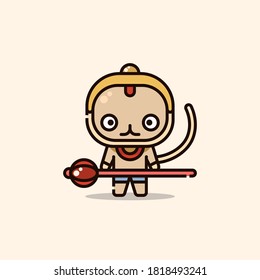 Icono de ilustración de Hanuman, uno de los personajes de la historia de Diwali, Deepavali, celebración del Festival de la Luz de India.