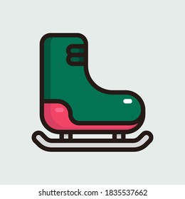 Icon vector illustration of a ice skating shoes. Suitable for winter sport and christmas