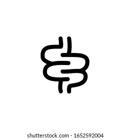 Illustration der Vektorillustration des Symbols. Großes Krankenhaus der Darmklinik. Rahmenstil.

