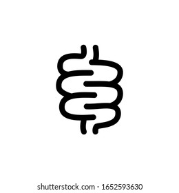 Illustration der Vektorillustration des Symbols. Großes Krankenhaus der Darmklinik. Rahmenstil.
