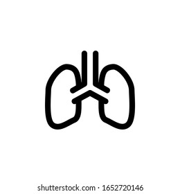 Icon Vector Illustration. Lungs Pulmonology Clinic Hospital. Outline Style.
