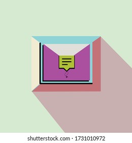 Icon vector illustration of a modern, modern design, set optimization of SEO website searches and object development tools and stylish colors. with an envelope symbol for new messages.