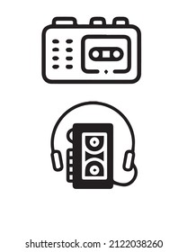 Icon Vector Illustration Of Old Walkman Eps