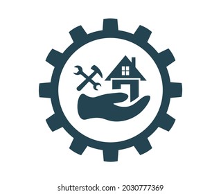 The icon is a vector illustration for the repair, installation, maintenance of houses and construction work. Industry.