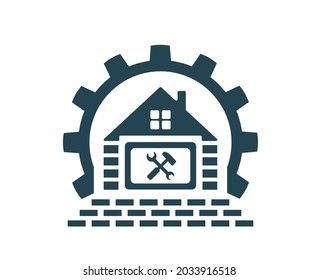 El icono es una ilustración vectorial para la reparación, instalación, mantenimiento de casas y obras de construcción. Industria.