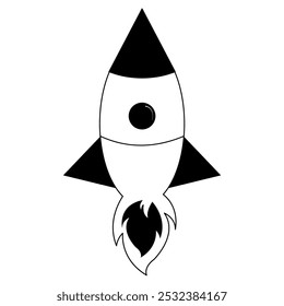 Icono Ilustración vectorial de un cohete apuntando hacia arriba