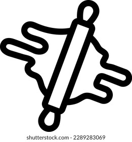Icon vector illustration of a rolling pin kneading a dough. Pastry and kitchen.