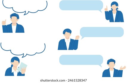 Icon vector illustration set with businessman speech bubble