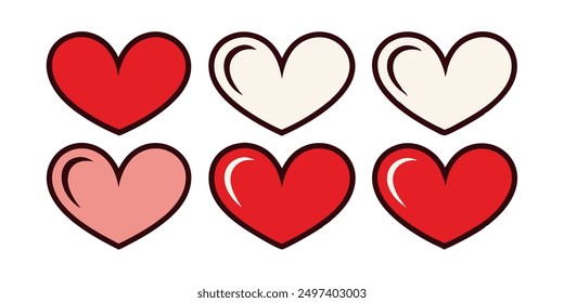 Icono Ilustración vectorial de un conjunto de símbolos de amor que representan el romance y el afecto, adecuado para diseños de bodas o de San Valentín