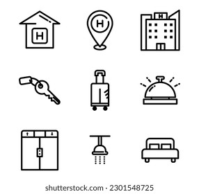 Icon vector illustration symbol graphic of hotel icons on white background from thin line hotel collection, editable vector illustration