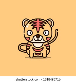 icon vector illustration of Tiger, one of holy animal in India, suitable for Diwali, Deepavali, India Festival of Light event celebration.