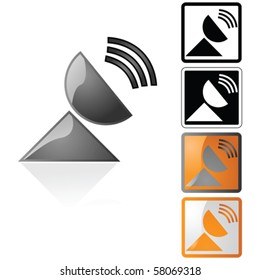 Icon vector illustration of a transmitting satellite dish