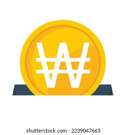 Icon vector illustration of a won coin almost going into the hole. Illustration concept for money donation, fundraising, saving money.
