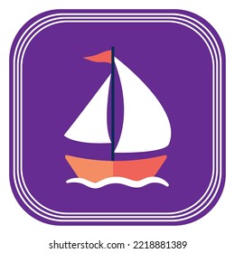 icon vector image of a boat with purple background