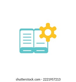 icon vector image of a book with a gear with white background