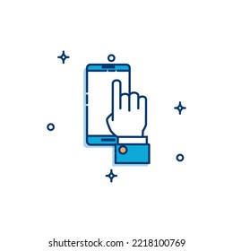 icon vector image of a hand handling a cell phone white background