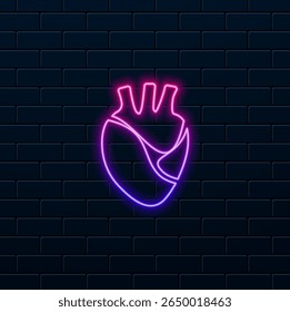 Icon. vector image of human heart. neon style.