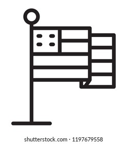 Icon vector image of national fluttering flag on pole 