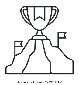 icon, vector isolated image on a white background, achieving success, conquering the top, winner's cup