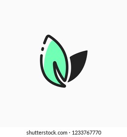 Icon vector leaf. Eco nature logo healthy concept. Green natural plant symbol sign design. Element ecology bio organic. Illustration isolated on white background
