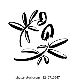 Icon vector leaf. Eco nature healthy concept. Green natural plant symbol. Logo sign design. Modern brush ink illustration isolated on white background