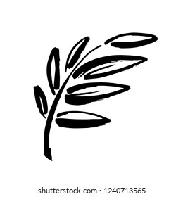 Icon vector leaf. Eco nature healthy concept. Green natural plant symbol. Logo sign design. Modern brush ink illustration isolated on white background
