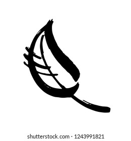 Icon vector leaf. Eco nature healthy concept. Green natural plant symbol. Logo sign design. Modern brush ink illustration isolated on white background