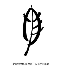 Icon vector leaf. Eco nature healthy concept. Green natural plant symbol. Logo sign design. Modern brush ink illustration isolated on white background