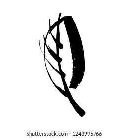 Icon vector leaf. Eco nature healthy concept. Green natural plant symbol. Logo sign design. Modern brush ink illustration isolated on white background