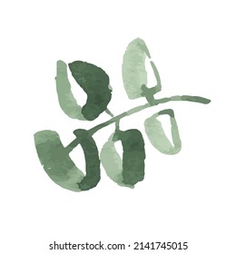Hoja vectorial de iconos. Concepto sano de naturaleza ecológica. Símbolo verde de planta natural. Diseño del logotipo. Ilustración de tinta de pincel moderna aislada en fondo blanco
