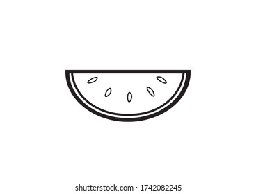 icon vector line art one watermelon small slice