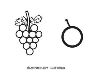 línea vectorial de icono arte dos uvas