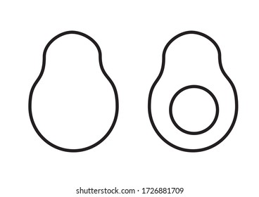 icon vector line art two avocado with slice