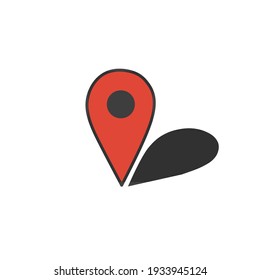 Icon vector of location in flat style design with shadow. Isolated on white background. Icon vector logo design. Sign and symbol. 