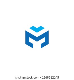 icon vector logo letter m hexagon