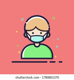 icon vector of man wearing mask. man wearing mask clip art. man wearing mask illustration.