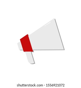 Icon Vector Megaphone Loudspeaker Red White Fill On White Background. 
Flat Icon For Web, Apps, Or Design Product EPS10.