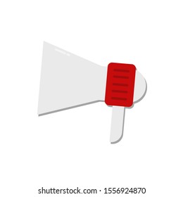 Icon Vector Megaphone Loudspeaker Red White Fill On White Background. 
Flat Icon For Web, Apps, Or Design Product EPS10.