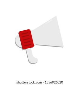 Icon Vector Megaphone Loudspeaker Red White Fill On White Background. 
Flat Icon For Web, Apps, Or Design Product EPS10.