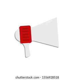 Icon Vector Megaphone Loudspeaker Red White Fill On White Background. 
Flat Icon For Web, Apps, Or Design Product EPS10.