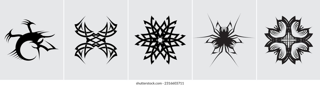 Fondo del patrón del elemento de diseño Negro 5 diseños diferentes para iconos y vectados