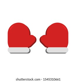 Icon Vector Mitten Winter Glove Red White Fill On White Background.  Flat Icon For Web, Apps, Or Design Product EPS10. Christmas Ornament Decoration.