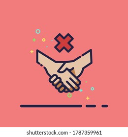 icon vector of no hand shake. no hand touch clip art. no hand shake illustration.