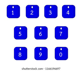 Icon vector of number tags to hang on the board, such as score board. It is the symbol or sign of number.